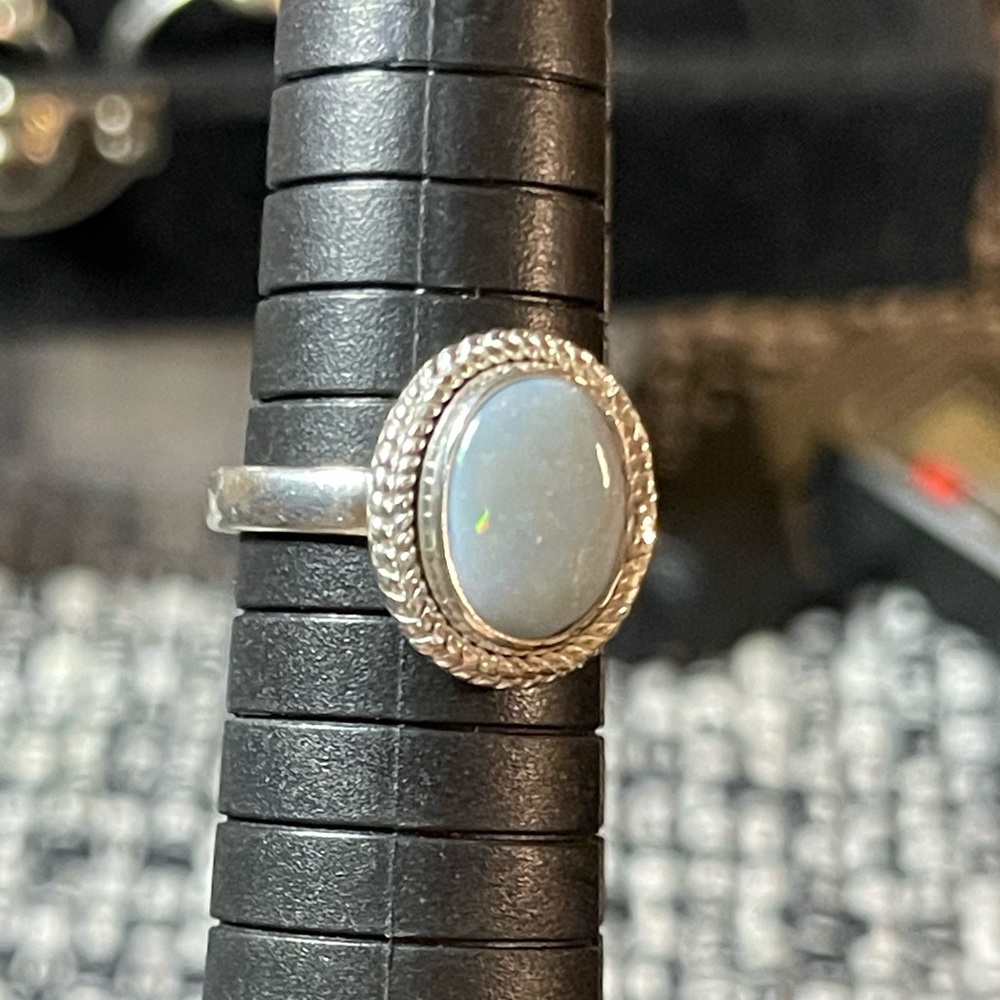 Beautiful Genuine Australian Opal in Sterling Silver Bezel setting. 7.5